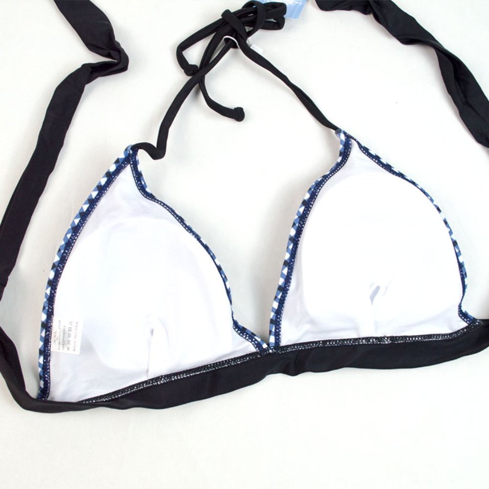 AONIHUA Blue Gingham Bikini Top High-Waist Bottoms - Picture 6 of 13